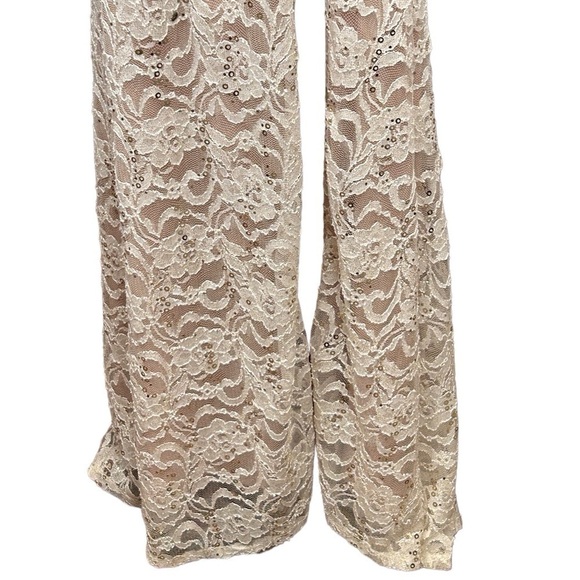 Jump Apparel Cocktail/Prom/Party Dress Juniors Cream/Nude Lace Size-11 EUC - Picture 10 of 13